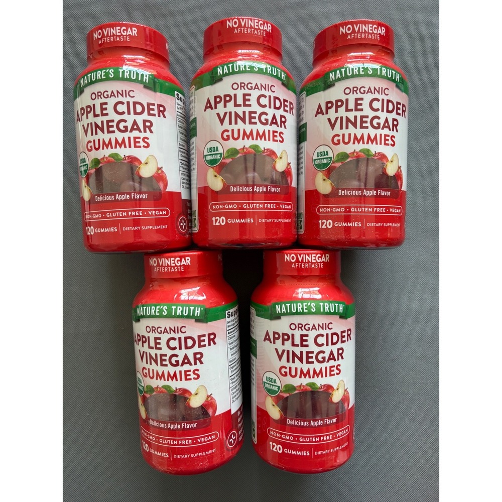 Nature's Truth Organic Apple Cider Vinegar Gummies 120ct 5 Pack 600 Total Vegan